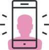 Smartphone with a shape of a person behind