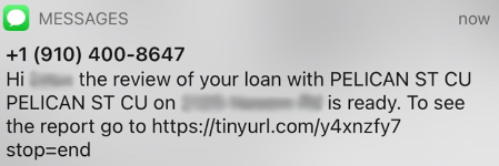Text Message Scam screenshot